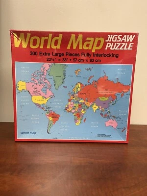 Rompecabezas mapa del mundo Golden Western Publishing años 80 sellado NOS Foto 1 de 4