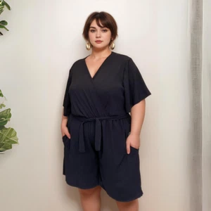 ROCKTHOSECURVES WOMENS JUMPSUIT  V NECK SHORTS PLAYSUIT PLUS SIZE - Picture 1 of 11