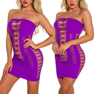 Purse Sexy Lingerie Women Fishnet Hollow Bodysuit Sleepwear Babydoll One Size - Picture 1 of 5