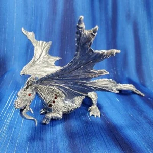 Jeweled Dragon Pewter Figurine Rawcliffe US Made Red Austrian Crystal Eyes NEW - Picture 1 of 12
