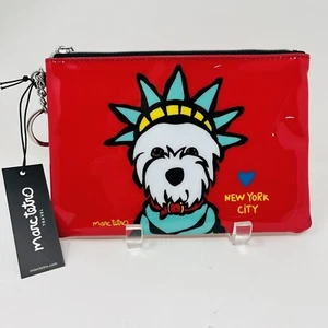 Cartera Bolso de Cosméticos Marc Tetro Liberty Westie Perro Nueva York Rojo Patente Cremallera Nueva - Imagen 1 de 6