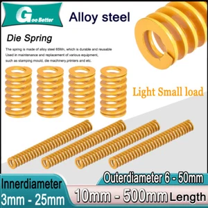 Yellow Lightest Load Compression Die Spring 6-50mm Diameter & Up To 500mm Long - Picture 1 of 13