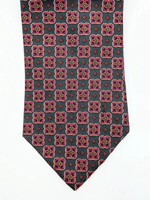 Windsor Designer Tie 100% Silk Made In Italy 3.75” Geometric Green Red Classic - Image 1 of 4