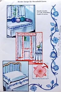 Vintage 2428 Household Linens EmbroideryTransfer Pattern - 1960 UNCUT - Bild 1 von 3