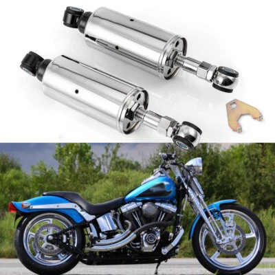 Chrome Rear Lowered Shocks For 1989-1999 Harley FXST FLST Softail Fat-Boy Pair — 第 1/4 张图片