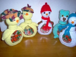 Handcrafted/crochet animal candy jars, sold as set - Bild 1 von 3