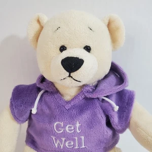 Ganz GET WELL Purple Hoodie Teddy Bear Plush 10" Stuffed Animal  - Picture 1 of 9