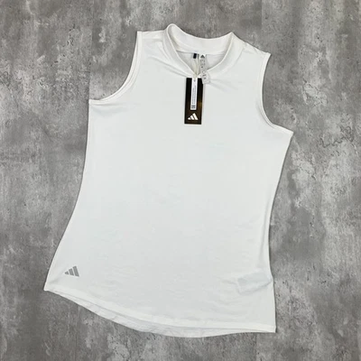 Camiseta sin mangas Adidas en relieve polo para mujer mediana blanca golf tenis nueva con etiquetas Foto 1 de 4