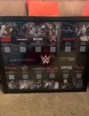 WWE PPV 2014 Relíquia Tapete de Evento Completo 12 PPV Placa /500 Sting Cm Punk Wrestlemania - Imagem 1 de 4