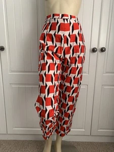 Vintage Handmade Ladies Cargo Trousers Vibrant Print Waist 34 in - Picture 1 of 8