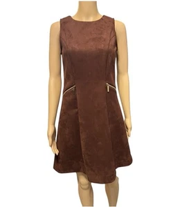 Ann Taylor Brown Sleeveless A-line Vegan Suede Mini Dress Size 4P - Bild 1 von 7