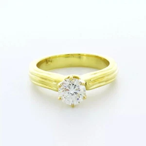 14K Gold Solitaire Engagement Ring Vintage 1.17 CT Round Natural Diamond J SI1 - Picture 1 of 5