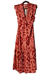 Steve Madden Batik Maxikleid XS Cut Out Stufen Plunge Baumwolle Sommer Neu mit Etikett - Bild 1 von 14