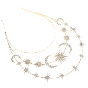 Cerchietto decorativo corona stella luna corona copricapo tre livelli corona fascia per capelli - Foto 1 di 12