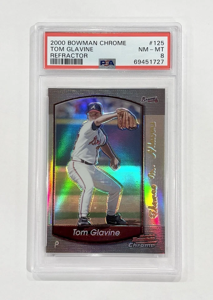 2000 Bowman Chrome Refractor Tom Glavine #125 PSA 8 NM-MT Atlanta Braves HOF - Image 1 of 1