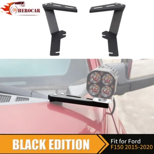 Pair Light Brackets Hood Hinges Front A-Pillar LED Pods Mount For Ford F150 15+ - Foto 1 di 8