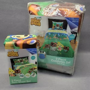 Animal Crossing New Horizons Twin Reversible Comforter Sham & 3 Piece Sheet Set - Picture 1 of 8