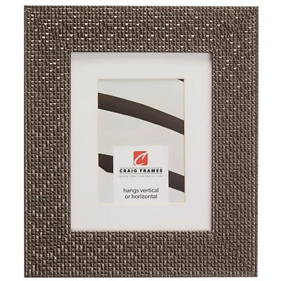 Craig Frames Glimmer, 2.375 Inch Wide Pewter Gray Picture Frame With a Mat - Image 1 of 4