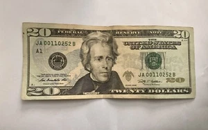 2009 Andrew Jackson Twenty Dollar Bill BIRTHDAY NOTE !  11/02/52  -RARE- - Picture 1 of 3