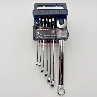 Powerbuilt Long Handle SAE Combination Wrench Set 7pc NOS - Image 1 of 4