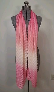 NWT Chicos Fading Sunset Oblong Pleated Scarf Ombre Pink Yellow Soft  - Picture 1 of 7