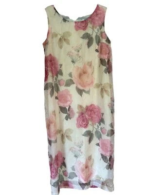 Vestido Vaina Vintage Miss Dorby Floral Rosa y Blanco Rosas Romántico Pastel Años 90 Foto 1 de 4