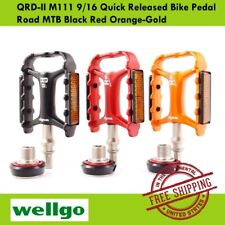 Wellgo QRD-II M111 9/16 Quick Released Bike Pedal Road MTB Black Red Orange-Gold