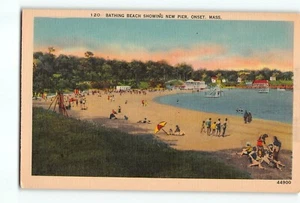 Old Vintage Postcard Onset MA Bathing Beach & New Pier - Bild 1 von 2
