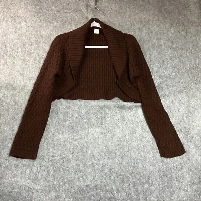 Vintage Bolero Shrug Sweater Womens Large Brown Cropped Y2K Minimal Retro USA - Image 1 of 4
