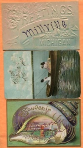 Vintage Gruß Postkarten aus Michigan Städten Anfang 20. Jahrhundert 6 Postkarten - Bild 1 von 7