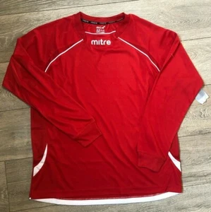 MITRE football soccer sports shirt training top red white long sleeve MEDIUM - Picture 1 of 1