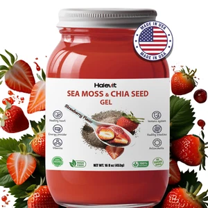 Wildcrafted Irish Sea Moss Gel | Sea Moss, Chia Seeds, Strawberry | 16 Oz - Picture 1 of 9