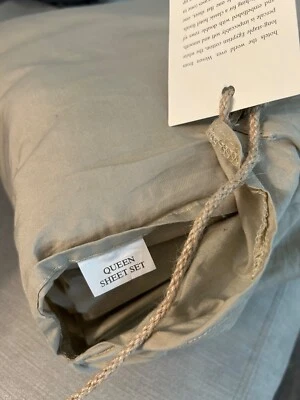 Juego de sábanas de satén de 600 quilates lavadas vintage italiano herrajes de restauración Queen Foto 1 de 4