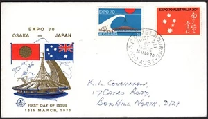 Australia Expo 70 1970 conjunto de 2 estampillas dirigidas por Excelsior FDC, buen estado - Imagen 1 de 1