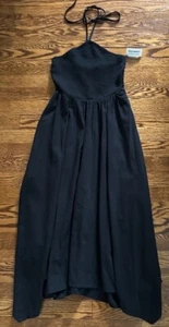 OLD NAVY Women's BLACK JACK  Fit & Flare Crinkled Halter Midi Dress SIZE S - Picture 1 of 7