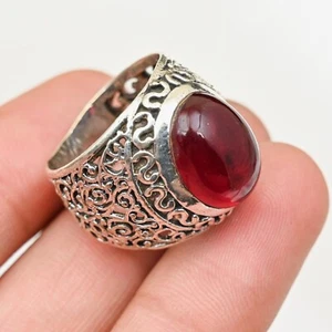 Natural Garnet Popular Men's Ring Solid 925 Sterling Silver Ring, All Size M144 - Picture 1 of 5