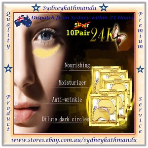 GOLD Collagen Crystal Eye Mask Anti Ageing Wrinkles Bags Dark Circles 24k 10Pair - Picture 1 of 7