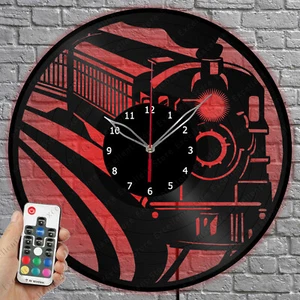 LED Vinyl Uhr Eisenbahn LED Licht Vinyl Schallplatte Wanduhr Wohndeko 1770 - Bild 1 von 11