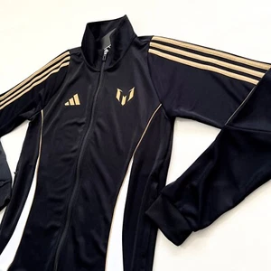 $70 NWT Men's ADIDAS Messi Black Gold Zipper-Pocket Track Running Warm-Up Jacket - Picture 1 of 7