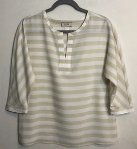 Ann Taylor Loft Womens Striped 3/4 Sleeve Sheer Summer Top Small Blouse Elegant - Picture 1 of 23