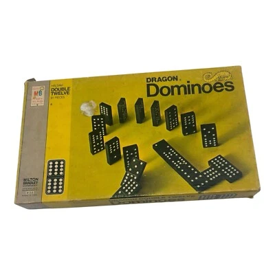 Vintage Dragon Double Twelve Wooden Dominoes 1970 Game Milton Bradley 91 Piece - Image 1 of 4