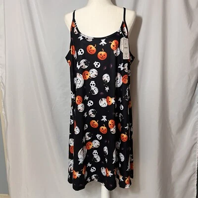 Talla Grande 3X Mujer Casual Espagueti Suelto Columpio Vestido Sin Mangas Halloween Gráfico Foto 1 de 4
