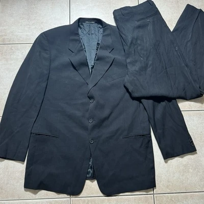 Terno masculino vintage Giorgio Armani 48L 40x34 lã Collezeoni feito na Itália preto 2 peças - Imagem 1 de 4
