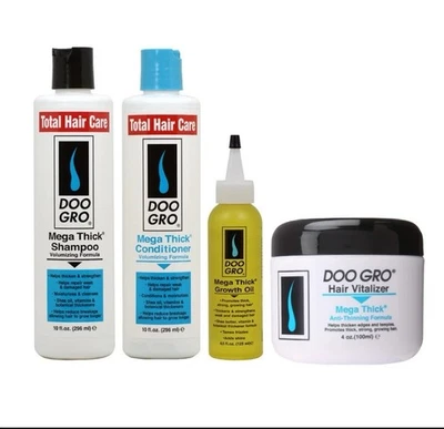 Doo Gro Mega Thick Growth Kit (Shampoo, Conditioner, Oil, Hair Vitalizer) Set - Image 1 of 4