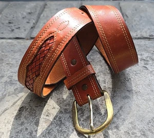 Vintage Leegin USA Einsatz Leder geflochten Western Gürtel 36-38" - Bild 1 von 6