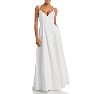 Andrea Iyamah Women's Vola Maxi Dress in Ivory Cotton XS white - Picture 1 of 16