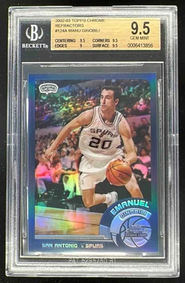 2002-03 Topps Chrome Refractors #124 Emanuel Ginobili RC BGS 9.5 - Image 1 of 2