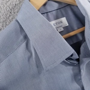 ETON Shirt 18 XXL Blue Contemporary Fit Signature Twill Formal Button Business - Picture 1 of 16