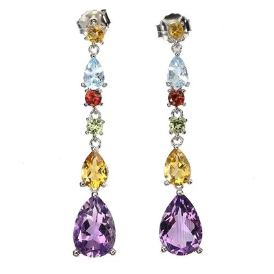 Pendientes de plata de ley 925 pera amatista citrino granate peridoto topacio piedras preciosas Foto 1 de 4
