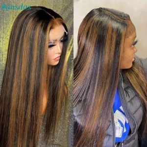 4*4 Straight Lace Front Wig Brazilian Closure Wig For Women Human Hair For Women - Foto 1 di 13